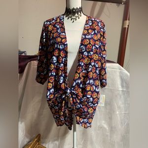 Lularoe Lindsay Blue Geometric Print Kimono